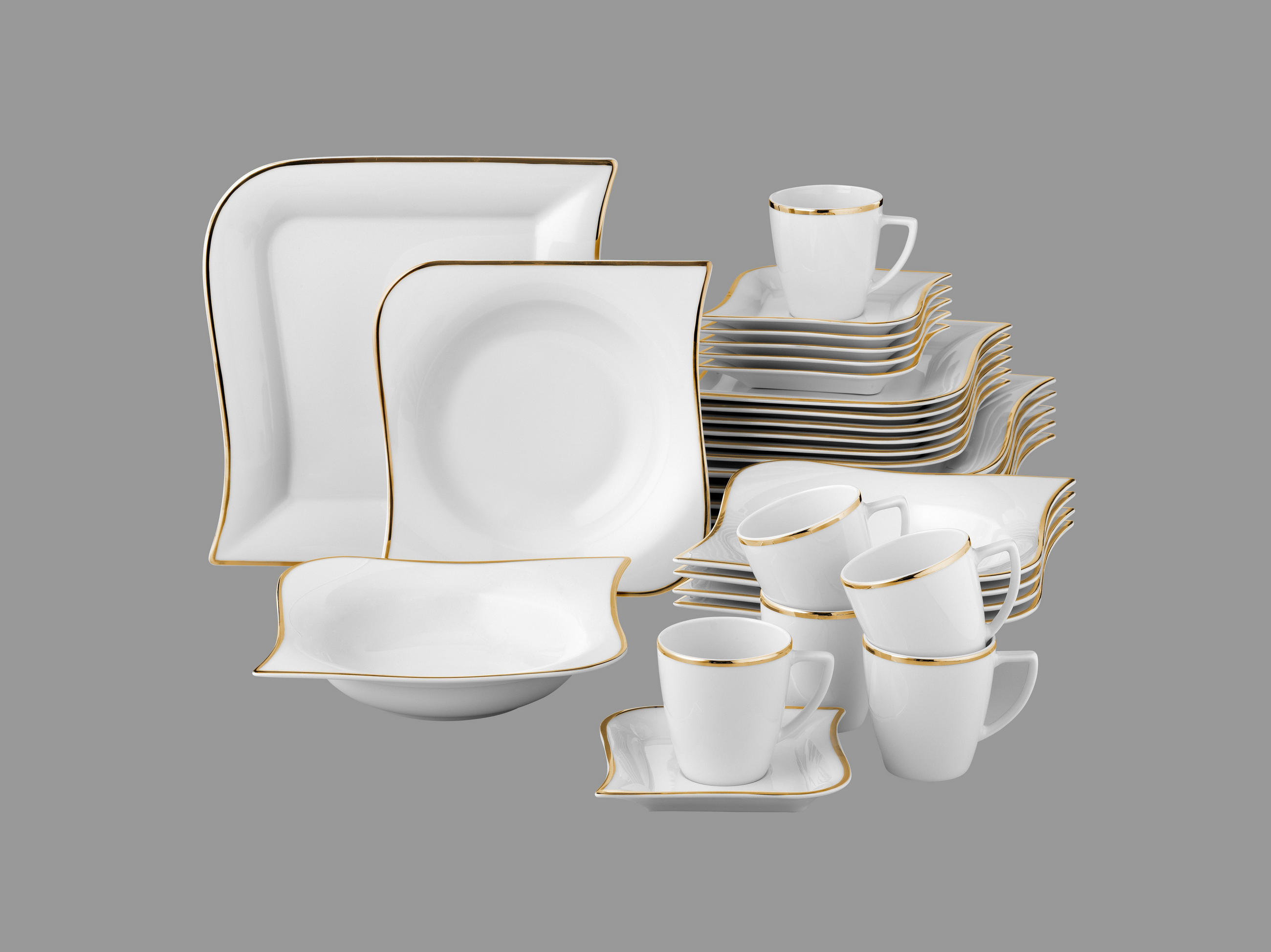 KOMBISERVICE 30-teilig Goldline  - Basics, Keramik (36/33/28,5cm) - Van Well
