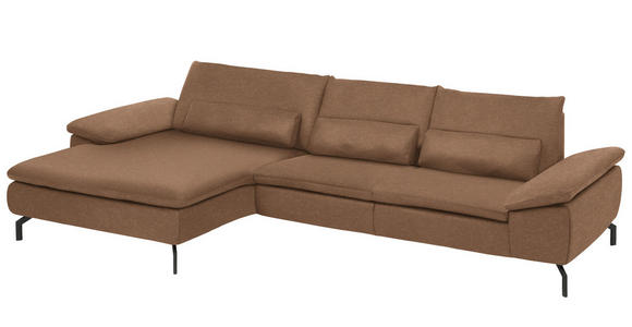 ECKSOFA in Mikrofaser Hellbraun  - Hellbraun/Schwarz, Design, Textil/Metall (181/341cm) - Dieter Knoll