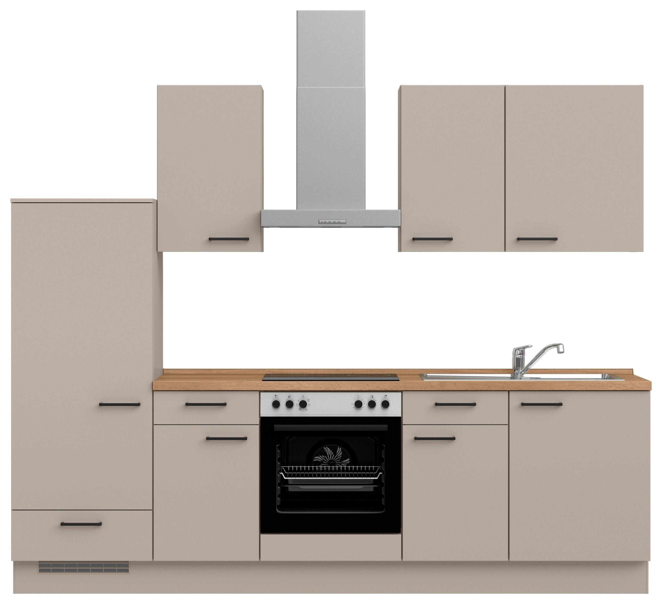 KÜCHENBLOCK Easytouch 270 cm  in Eichefarben, Sandfarben  - Sandfarben/Eichefarben, MODERN, Holzwerkstoff/Metall (270cm) - Nobilia