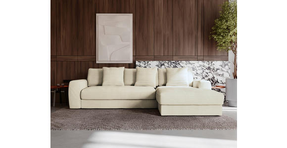 ECKSOFA Creme Cord  - Creme/Schwarz, MODERN, Kunststoff/Textil (302/182cm) - Carryhome