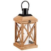 LATERNE - Schwarz/Braun, LIFESTYLE, Glas/Holz (17/36/17cm) - Ambia Home