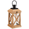 LATERNE - Schwarz/Braun, LIFESTYLE, Glas/Holz (17/36/17cm) - Ambia Home