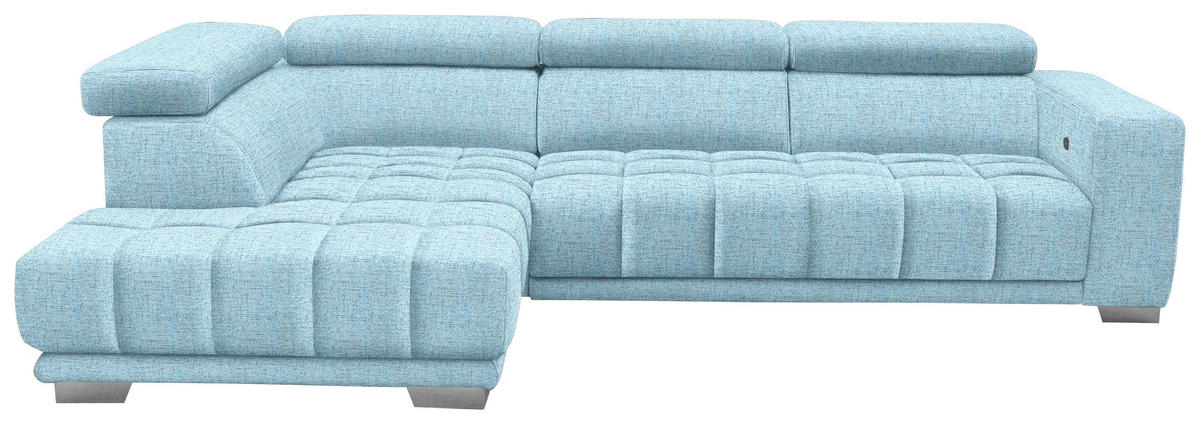 ECKSOFA in Chenille Blau  - Chromfarben/Blau, Design, Textil (207/301cm) - Xora