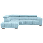 ECKSOFA in Chenille Blau  - Chromfarben/Blau, Design, Textil (207/301cm) - Xora