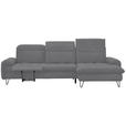 ECKSOFA in Flachgewebe Grau  - Schwarz/Grau, LIFESTYLE, Textil/Metall (310/180cm) - Valnatura