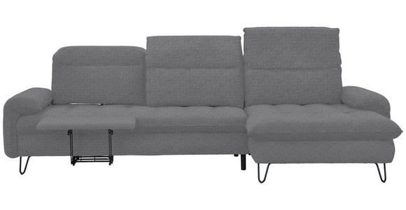 ECKSOFA in Flachgewebe Grau  - Schwarz/Grau, LIFESTYLE, Textil/Metall (310/180cm) - Valnatura