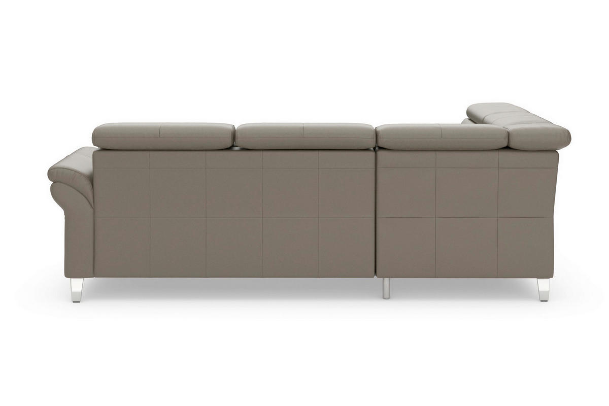 ECKSOFA ARNGAST E Grau Echtleder Kopfteilverstellung  - Chromfarben/Grau, Basics, Leder/Metall (194/245cm) - Sit & More