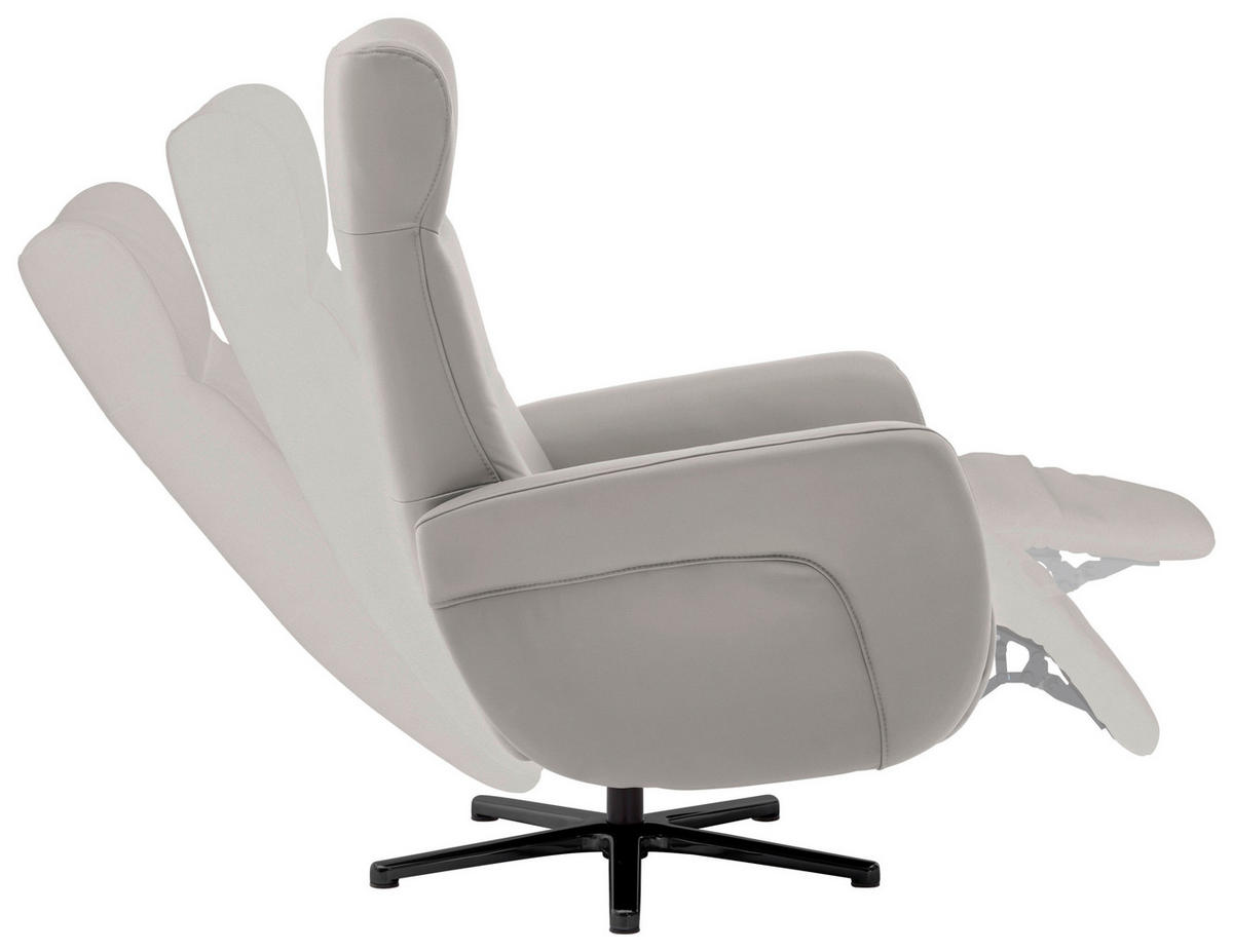 RELAXSESSEL in Leder Hellgrau  - Hellgrau/Schwarz, Design, Leder/Metall (76/112/83cm) - Beldomo Speed