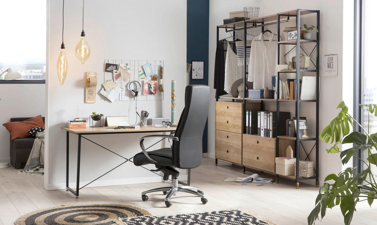 SCHUBLADENSET 80/44/32 cm   - Schwarz/Naturfarben, Design, Holzwerkstoff/Metall (80/44/32cm) - Livetastic