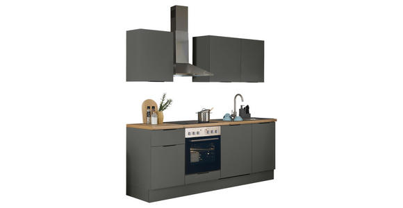 KÜCHENBLOCK in Graphitfarben - Schwarz/Graphitfarben, Basics, Holzwerkstoff/Metall (220/211/60cm) - Xora