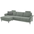ECKSOFA  in Chenille, Flachgewebe Hellgrau Rücken echt  175/316 cm  - Hellgrau/Schwarz, Design, Textil/Metall (175/316cm) - Dieter Knoll