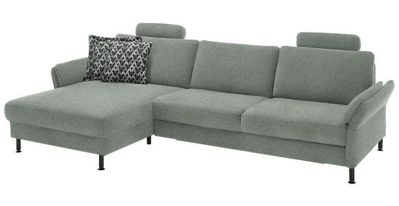 ECKSOFA  in Chenille, Flachgewebe Hellgrau Rücken echt  175/316 cm  - Hellgrau/Schwarz, Design, Textil/Metall (175/316cm) - Dieter Knoll