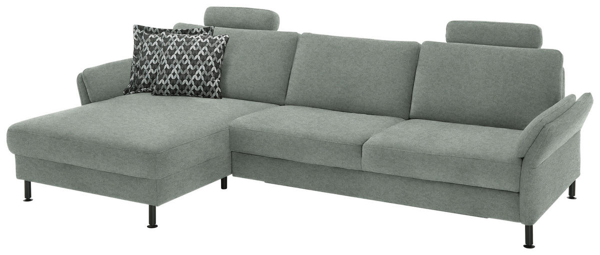 ECKSOFA  in Chenille, Flachgewebe Hellgrau  175/316 cm  - Hellgrau/Schwarz, Design, Textil/Metall (175/316cm) - Dieter Knoll