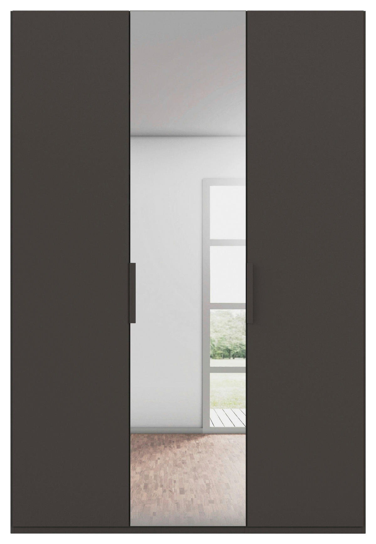 DREHTÜRENSCHRANK 151/235/61 cm,  in Graphitfarben, 3-türig  - Graphitfarben, Basics, Glas/Holzwerkstoff (151/235/61cm) - Novel