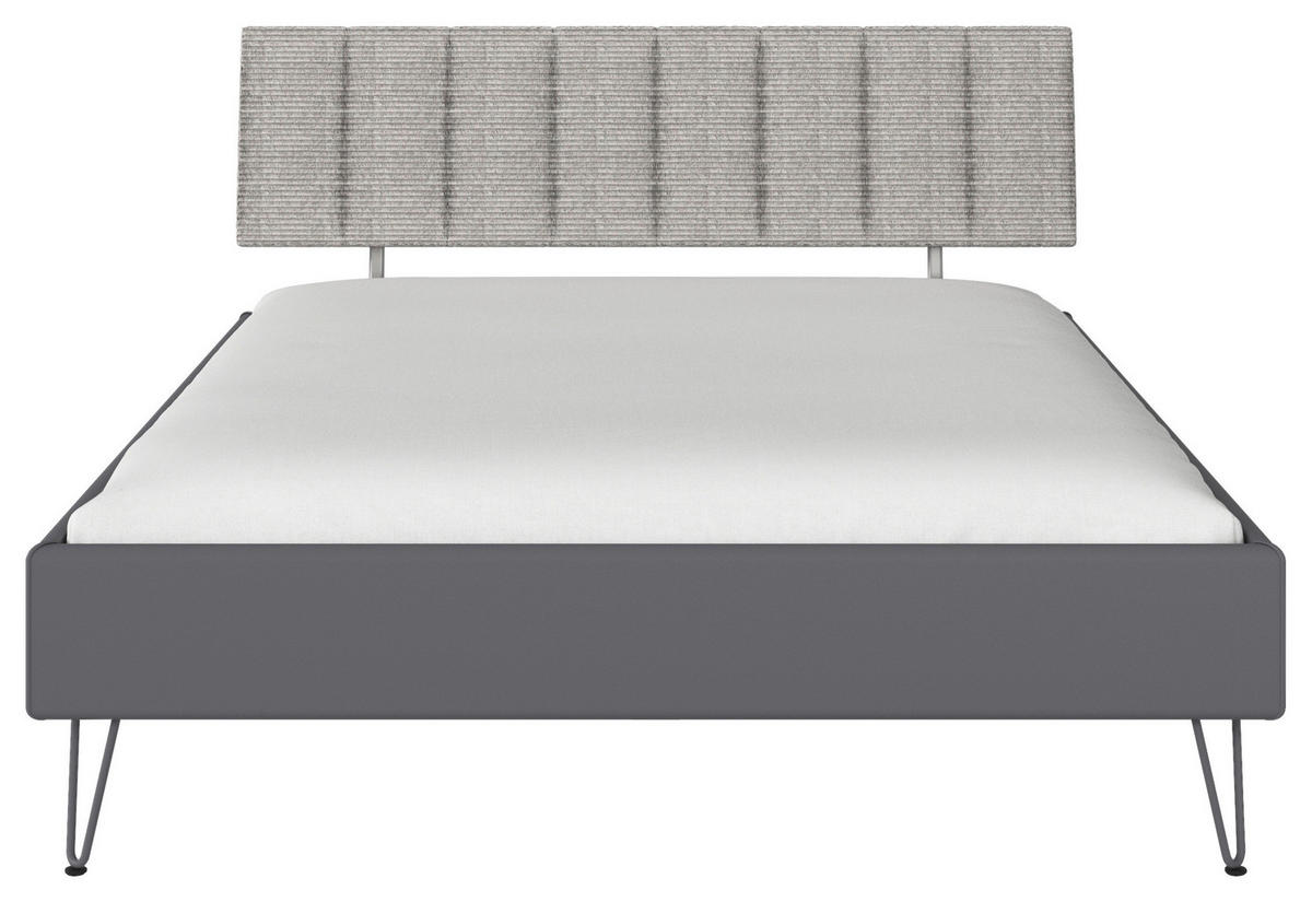BETT 160/200 cm,  in Grau,  - Grau, Design, Textil/Metall (160/200cm) - Carryhome