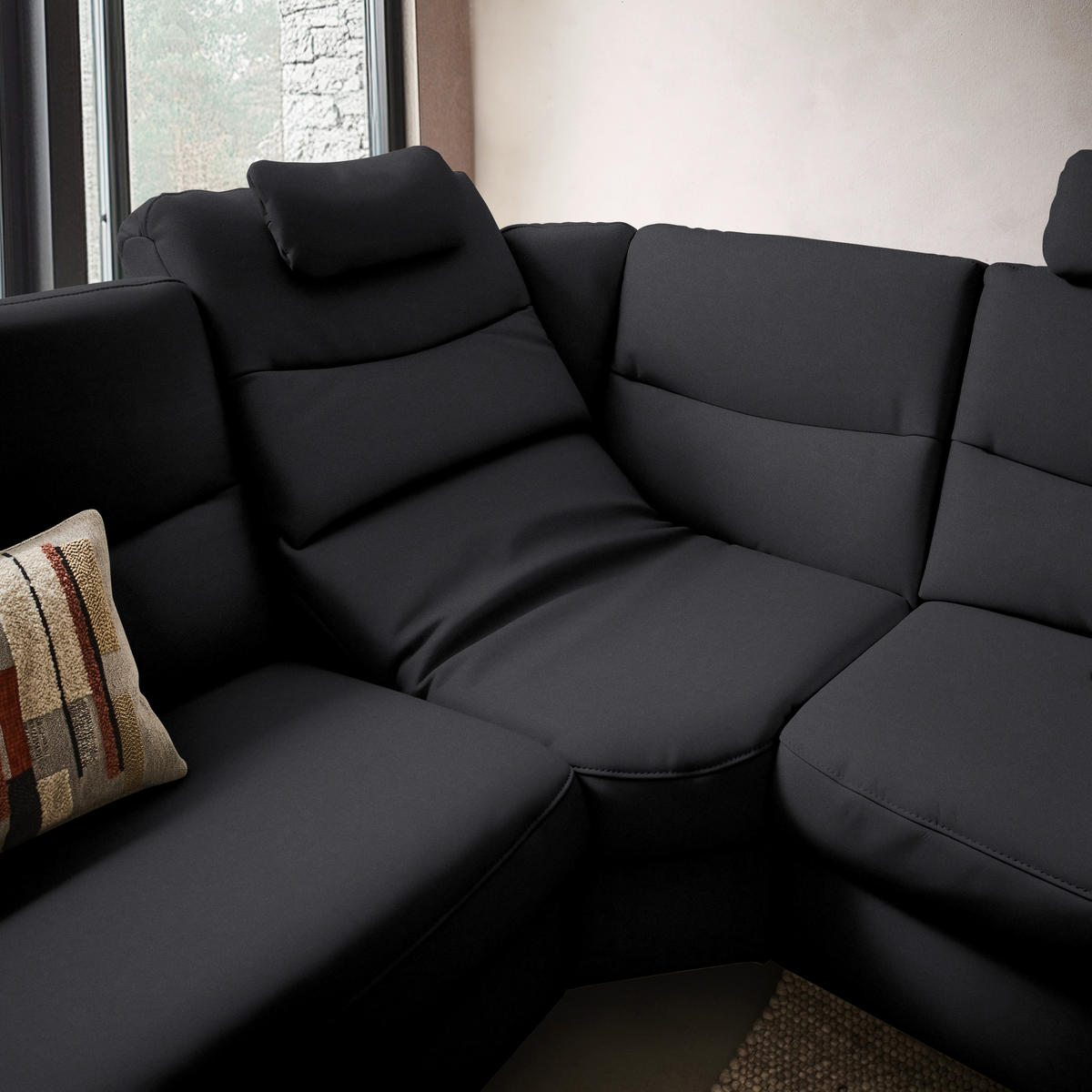 ECKSOFA  in Echtleder Schwarz  280/249 cm  - Anthrazit/Schwarz, Design, Leder/Metall (280/249cm) - Himolla Komfortklass