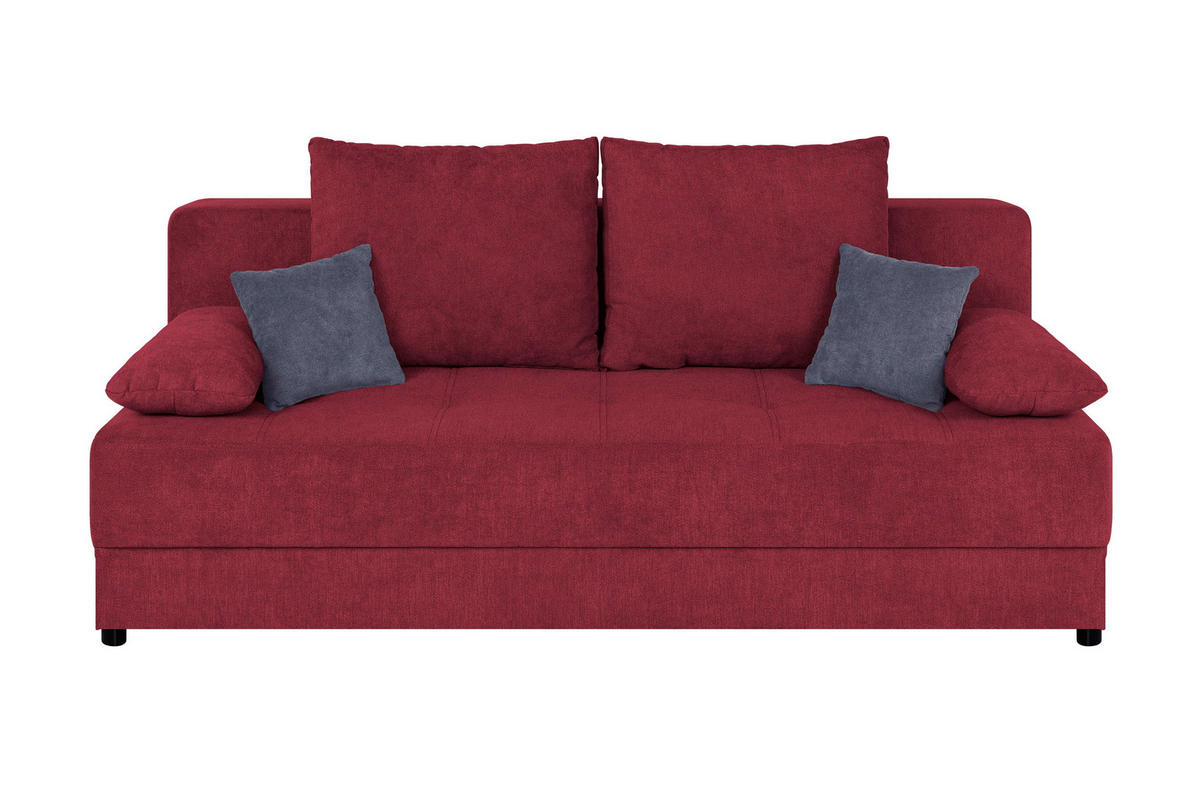 SCHLAFSOFA  mit Liegefunktion, Rücken echt Beere  - Beere/Schwarz, Design, Kunststoff/Textil (200/90/103cm) - P & B