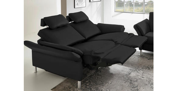 3-SITZER-SOFA Latina in Echtleder Schwarz   - Alufarben/Schwarz, Design, Leder/Metall (190/82/99cm) - Dieter Knoll