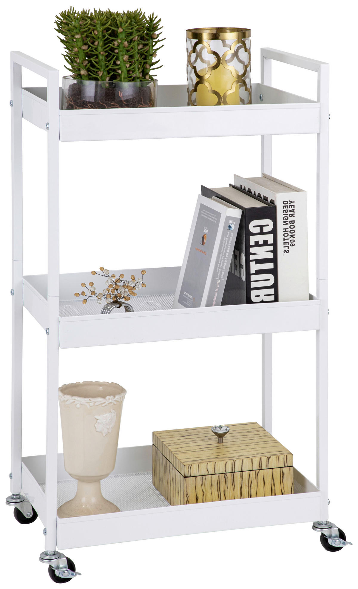 TÁLALÓKOCSI fehér  - fehér, Basics, műanyag/fém (45/30/80cm) - Boxxx