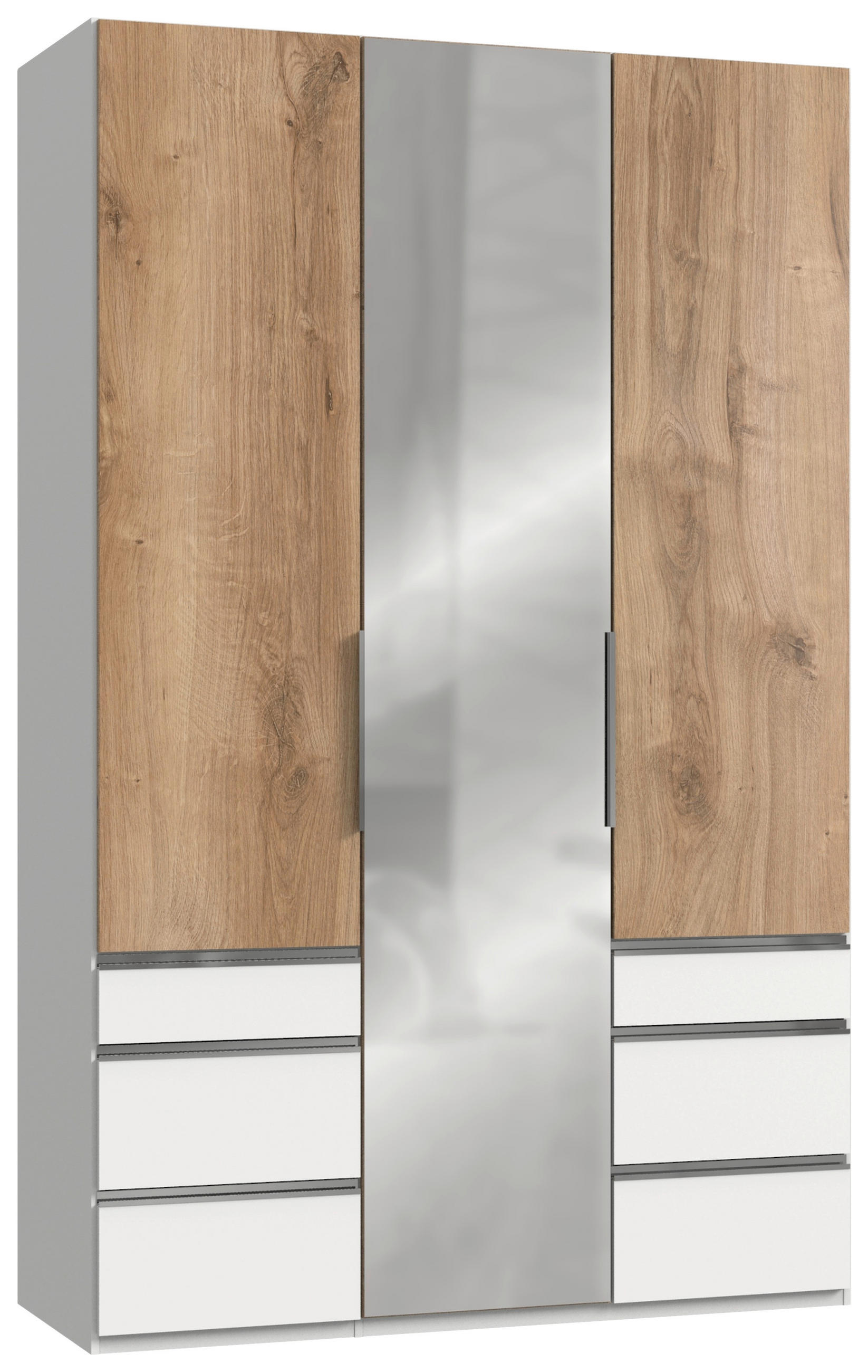 DREHTÜRENSCHRANK 150/236/58 cm 3-türig  - Chromfarben/Eichefarben, MODERN, Holzwerkstoff (150/236/58cm) - MID.YOU