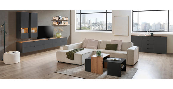 TV-ELEMENT 140/62/44 cm  - Schwarz/Graphitfarben, MODERN, Holzwerkstoff/Metall (140/62/44cm) - Hom`in