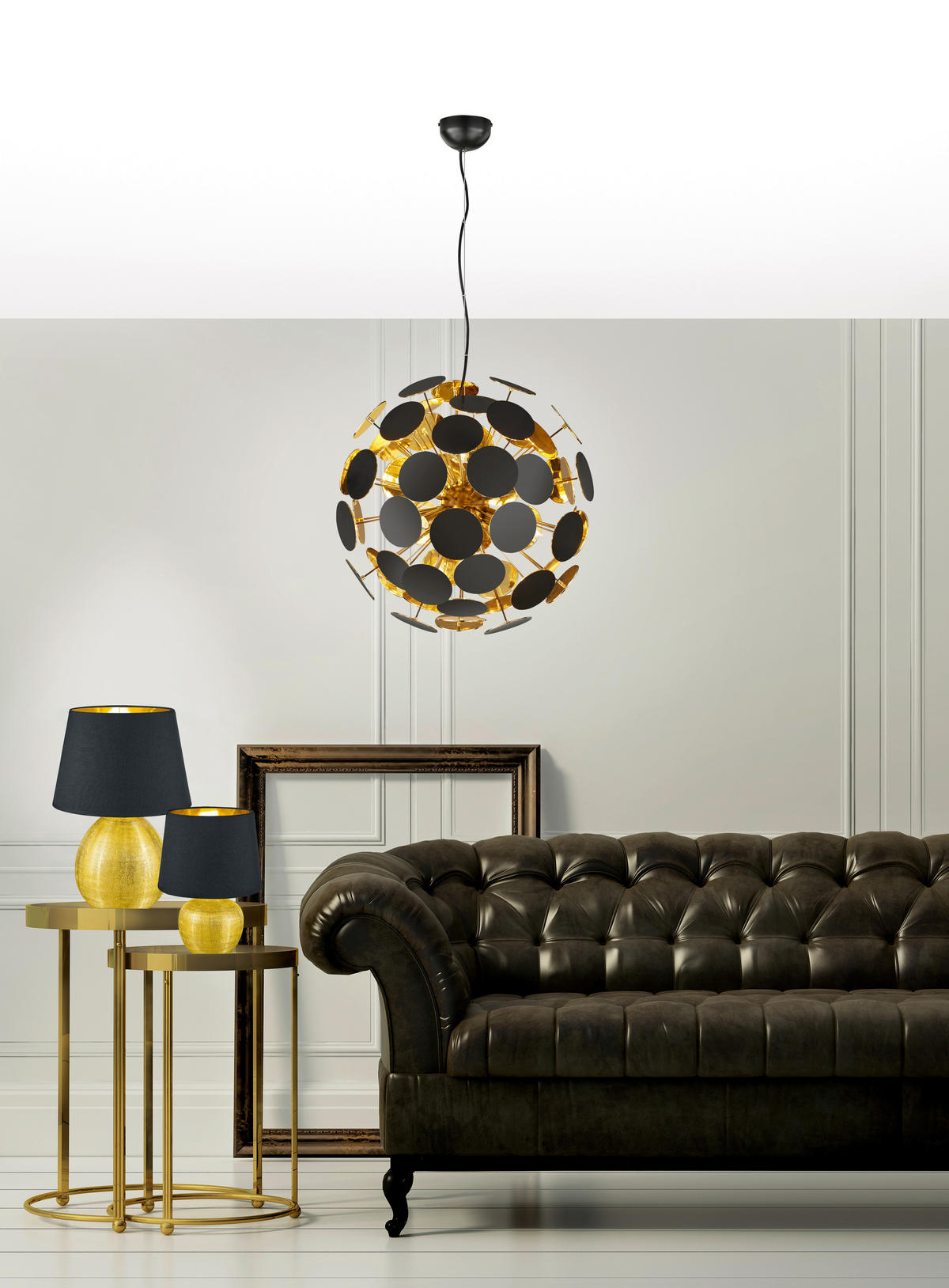 HÄNGELEUCHTE 54,0/150,0 cm   - Goldfarben/Schwarz, Design, Kunststoff/Metall (54,0/150,0cm) - Trio Leuchten