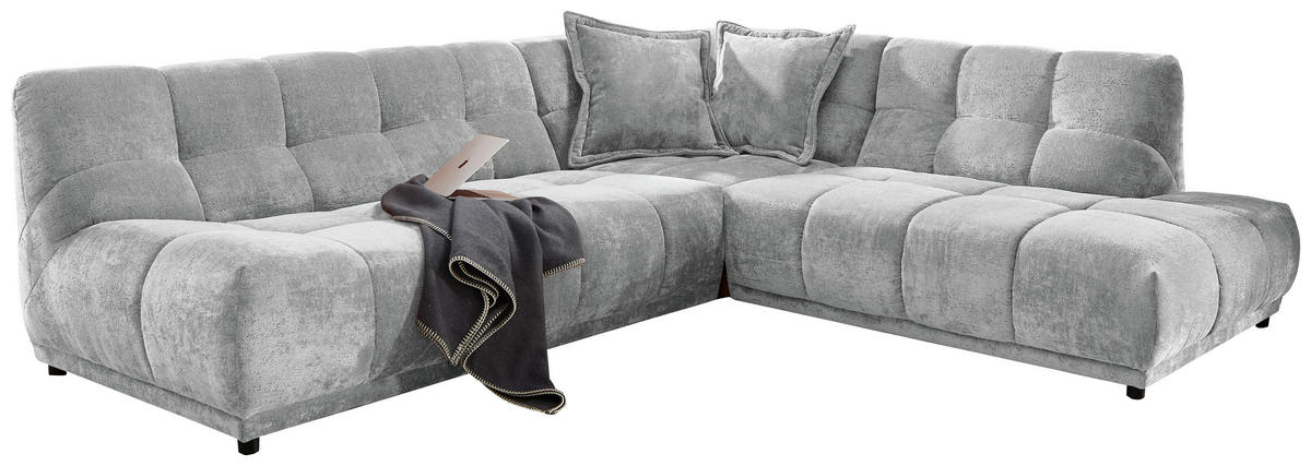ECKSOFA Chenille Hellblau  - Schwarz/Hellblau, Modern, Kunststoff/Textil (284/250cm) - Livetastic
