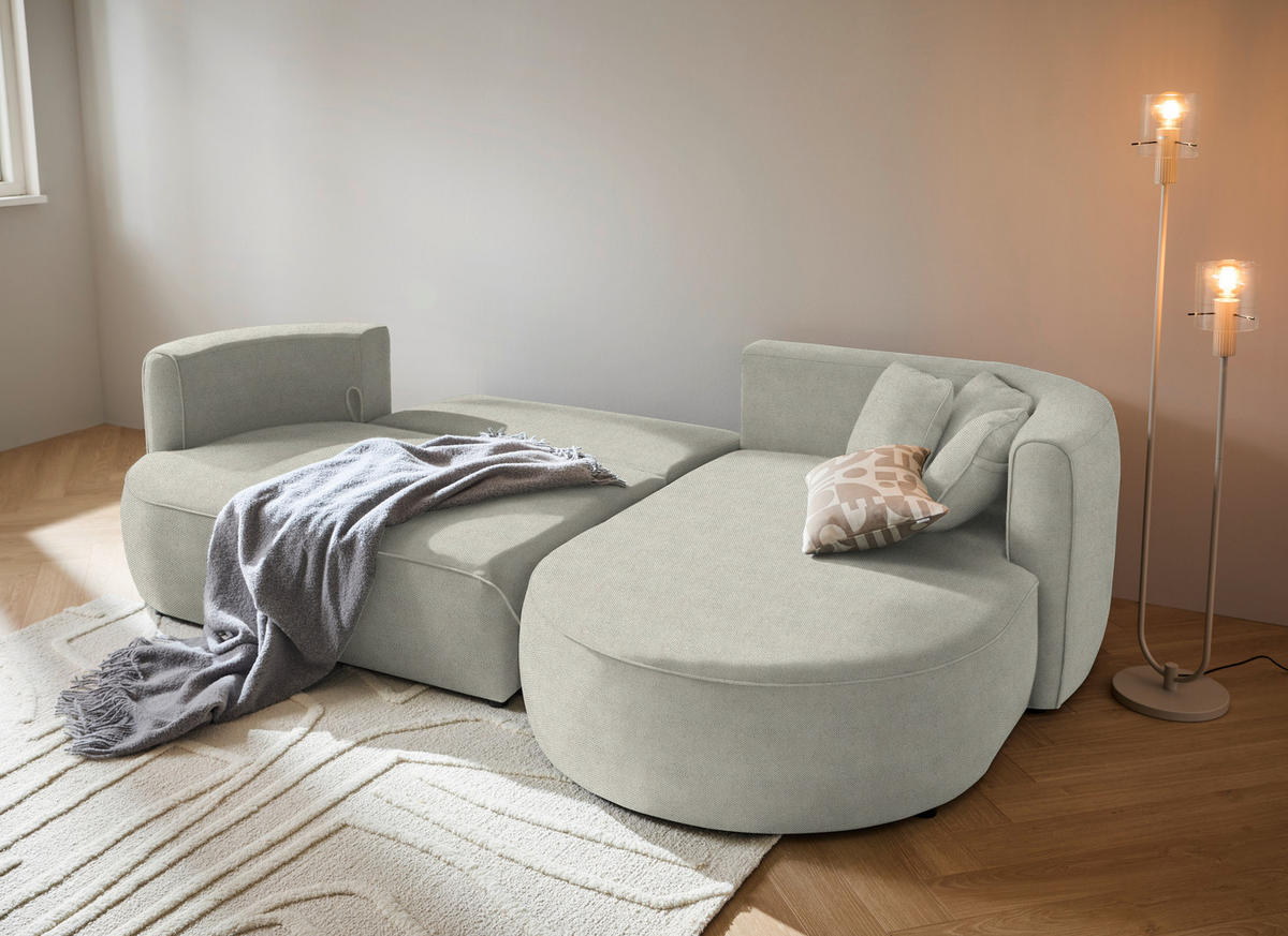 ECKSOFA in Webstoff Creme  - Creme/Schwarz, Modern, Kunststoff/Textil (284/183cm) - Welnova
