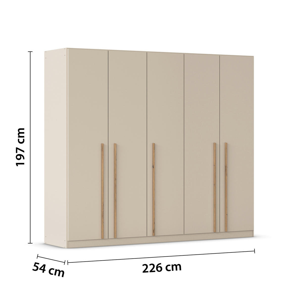 DREHTÜRENSCHRANK 5-türig Champagner, Eiche Artisan  - Champagner/Eiche Artisan, Design, Holz/Holzwerkstoff (226/197/54cm) - Stylife