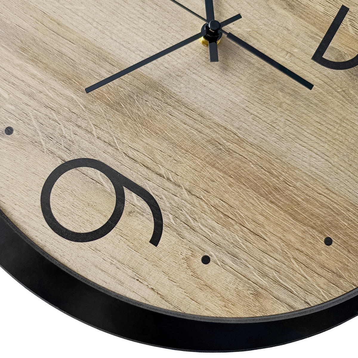 WANDUHR Schwarz, Eichefarben  - Eichefarben/Schwarz, Basics, Holz/Kunststoff (36cm)