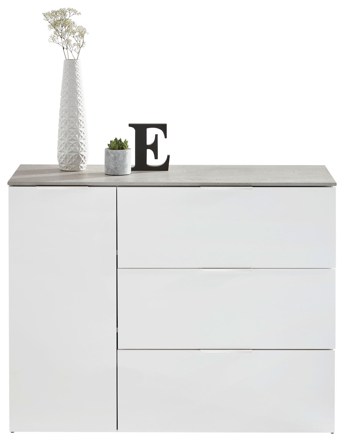 KOMODA, sivá, biela, 120,1/93,50/45 cm - sivá/biela, Design, kov/kompozitné drevo (120,1/93,50/45cm) - Carryhome