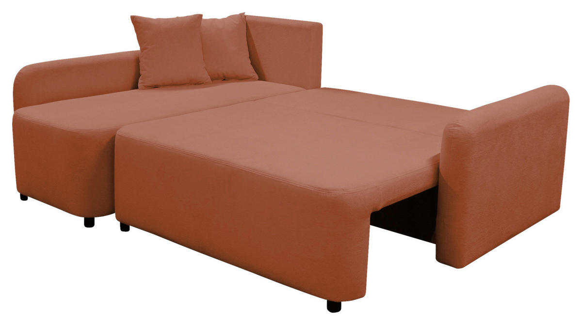 ECKSOFA STERN Hellrot Bouclé Zierkissen, Rückenkissen, Bettkasten  - Hellrot/Schwarz, Design, Kunststoff/Textil (152/207cm) - MID.YOU