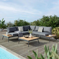LOUNGEGARNITUR 247/247 cm Akazie Hartholz Aluminium  - Alufarben/Grau, MODERN, Holz/Textil (247/247cm) - Ambia Garden
