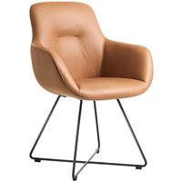 ARMLEHNSTUHL  in Edelstahl Lederlook (vegan)  - Cognac/Schwarz, Basics, Textil/Metall (62/89/61cm) - Celina Home