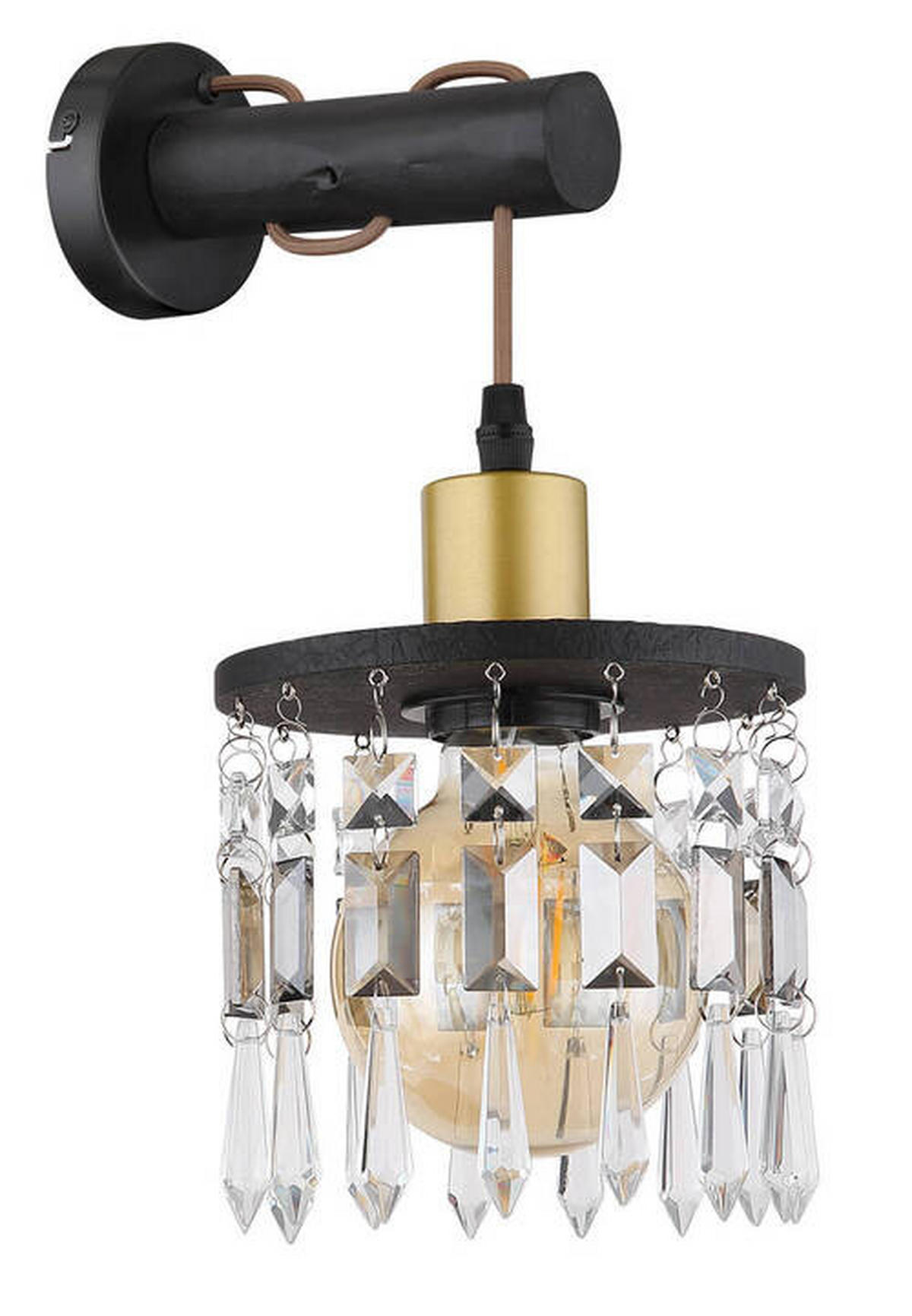 NÁSTĚNNÉ SVÍTIDLO, 15/25/37 cm - černá/barvy mosazi, Basics, kov/dřevo (15/25/37cm) - Globo