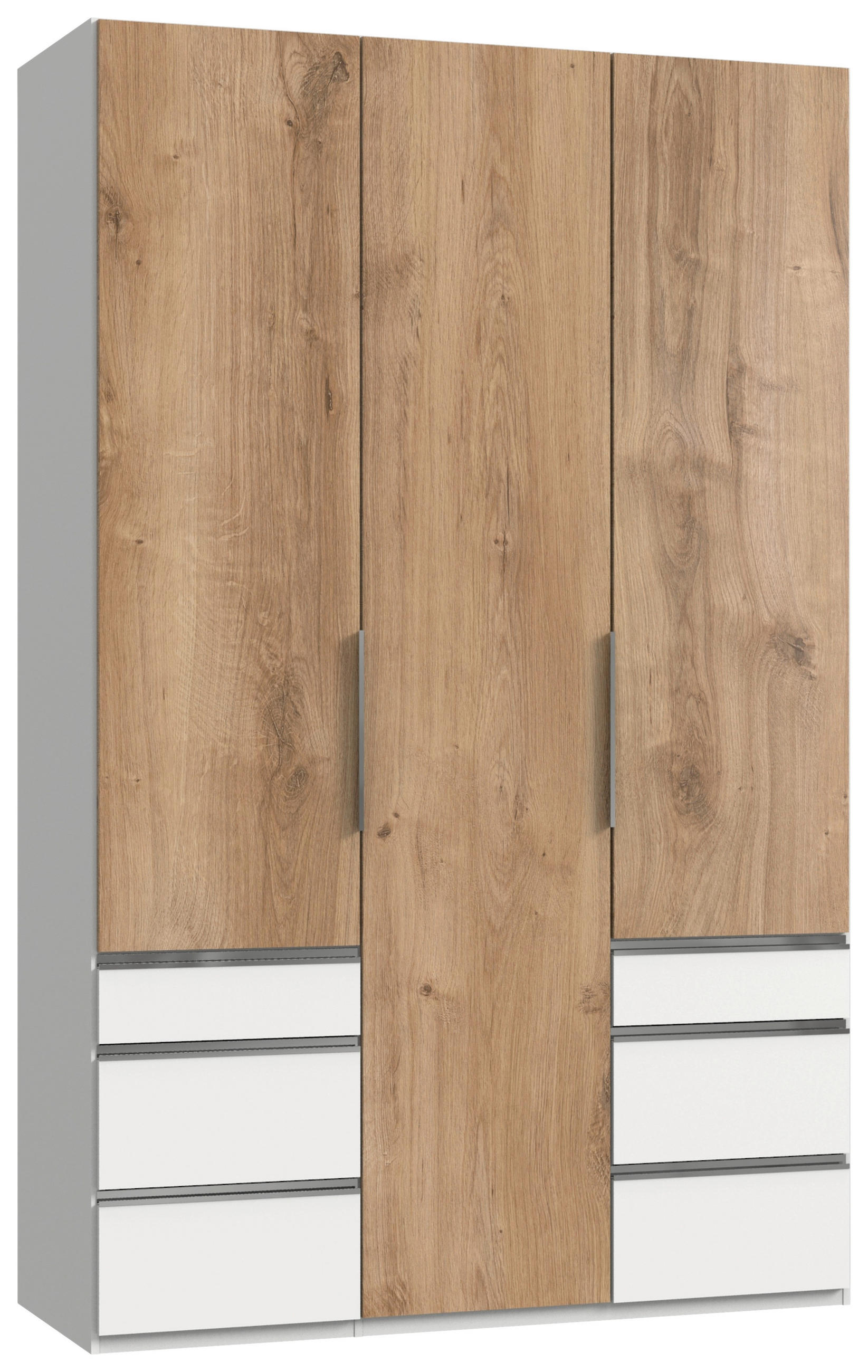 DREHTÜRENSCHRANK in Eichefarben, Weiss  - Chromfarben/Weiss, Modern, Holzwerkstoff (150/236/58cm) - MID.YOU