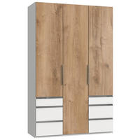 DREHTÜRENSCHRANK in Eichefarben, Weiss  - Chromfarben/Weiss, Modern, Holzwerkstoff (150/236/58cm) - MID.YOU