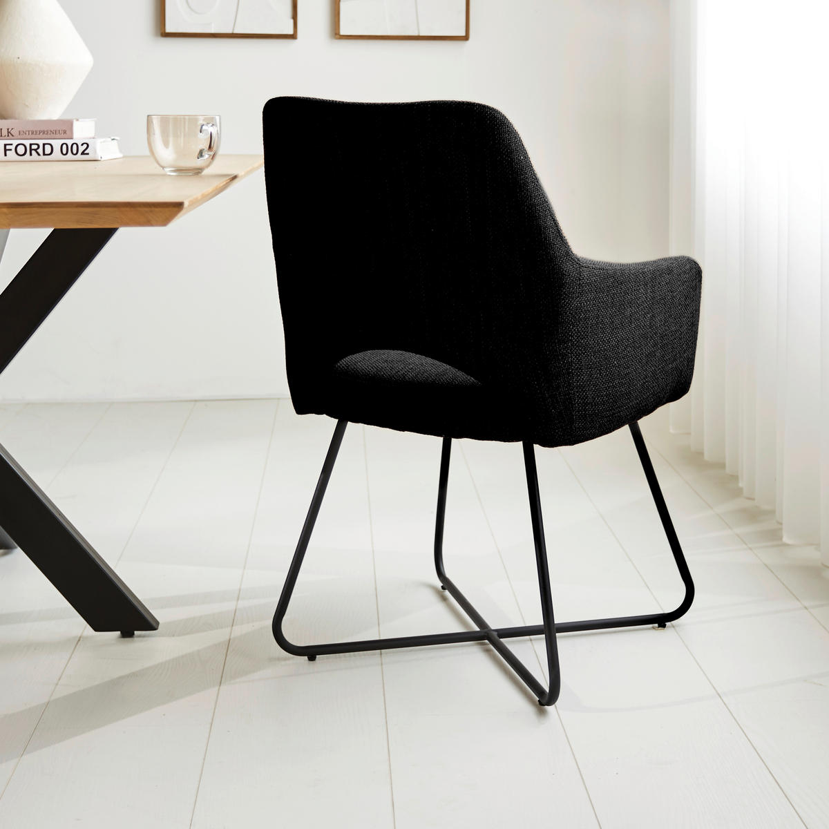 ŽIDLE S PODRUČKAMI, tkaná látka, černá - černá, Moderní, kov/textil (60/88/63,5cm) - MID.YOU