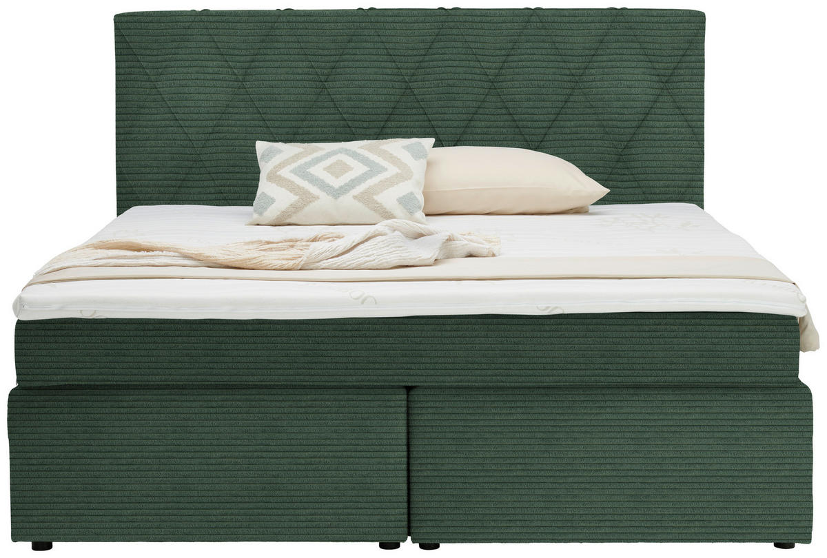 BOXSPRINGBETT 180/200 cm  in Grün  - Schwarz/Grün, Design, Kunststoff/Textil (180/200cm) - Xora
