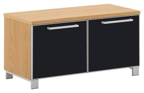 GARDEROBENBANK Eiche furniert Anthrazit, Eichefarben  - Chromfarben/Eichefarben, Design, Glas/Holz (84/45/40cm)