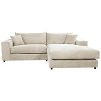 ECKSOFA in Cord, Velours Creme  265/180 cm  - Creme/Schwarz, Basics, Kunststoff/Textil (265/180cm) - Livetastic