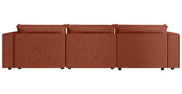 WOHNLANDSCHAFT Terracotta Webstoff  - Terracotta/Schwarz, MODERN, Kunststoff/Textil (153/350/153cm) - Xora