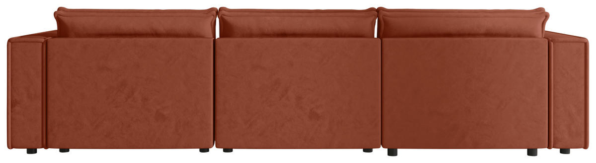 WOHNLANDSCHAFT Terracotta Webstoff  - Terracotta/Schwarz, MODERN, Kunststoff/Textil (153/350/153cm) - Xora