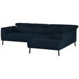 ECKSOFA in Chenille Dunkelblau  280/205 cm  - Schwarz/Dunkelblau, Design, Textil/Metall (280/205cm) - Xora