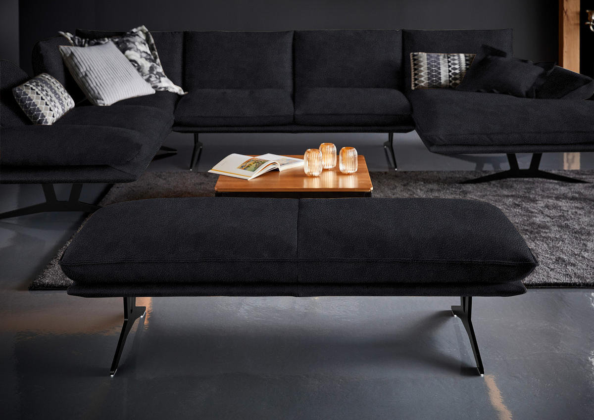 WOHNLANDSCHAFT  in Echtleder Anthrazit  - Anthrazit/Schwarz, Natur, Leder/Metall (217/359/155cm) - Dieter Knoll