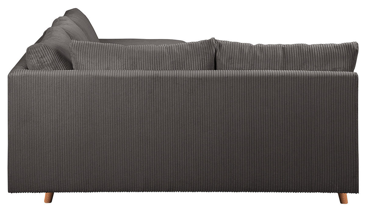 ECKSOFA Ariella Dunkelgrau Cord  - Dunkelgrau/Naturfarben, Design, Holz/Textil (161/231cm) - Livetastic
