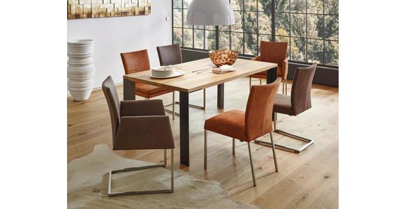 ESSTISCH Asteiche massiv rechteckig Anthrazit, Eichefarben - Eichefarben/Anthrazit, Design, Holz/Metall (180/100/77cm) - Dieter Knoll