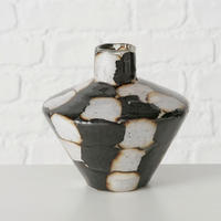 VÁZA  - fekete/fehér, Basics, Üveg (13,5/12,8cm) - Boltze Home