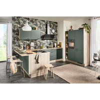 ECKKÜCHE  in Dunkelgrün  - Dunkelgrün/Schwarz, Design, Holzwerkstoff/Metall (192/280/150cm) - Xora