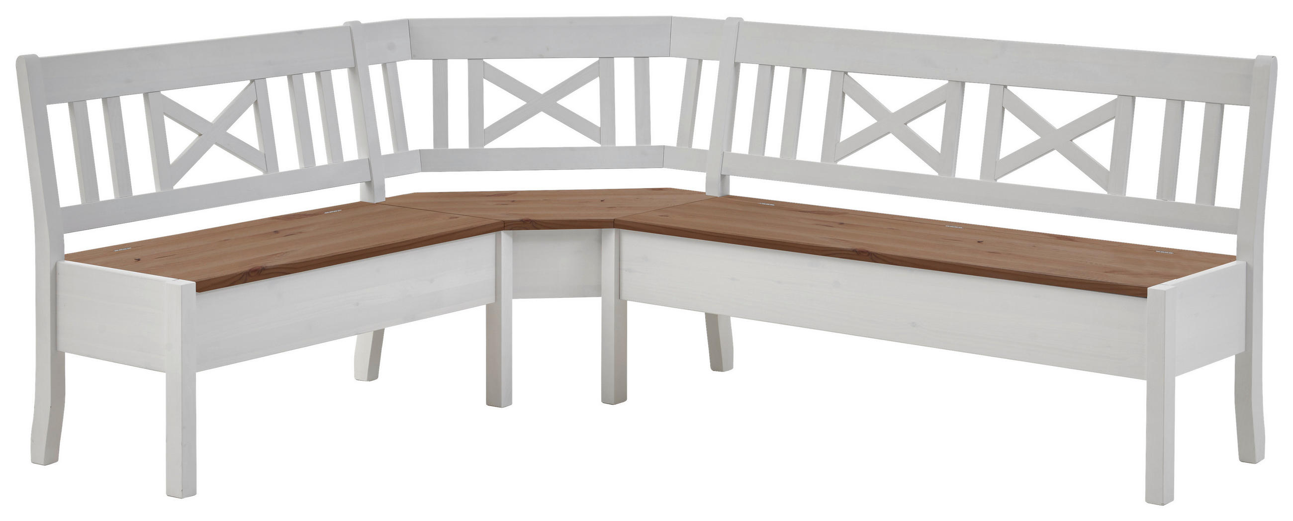 ECKBANK 213/170 cm Weiß, Bernsteinfarben Kiefer massiv   - Bernsteinfarben/Weiß, ROMANTIK / LANDHAUS, Holz (213/170cm) - Boxxx